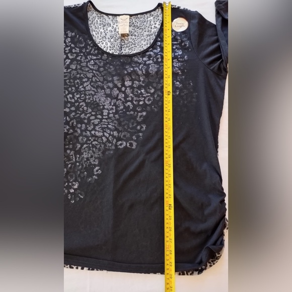NWT Fadet Glory Womens Plus Size 2XL Black Animal Print T-shirt 3/4 Sleeve - Picture 8 of 10